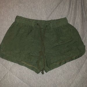 Army green drawstring shorts